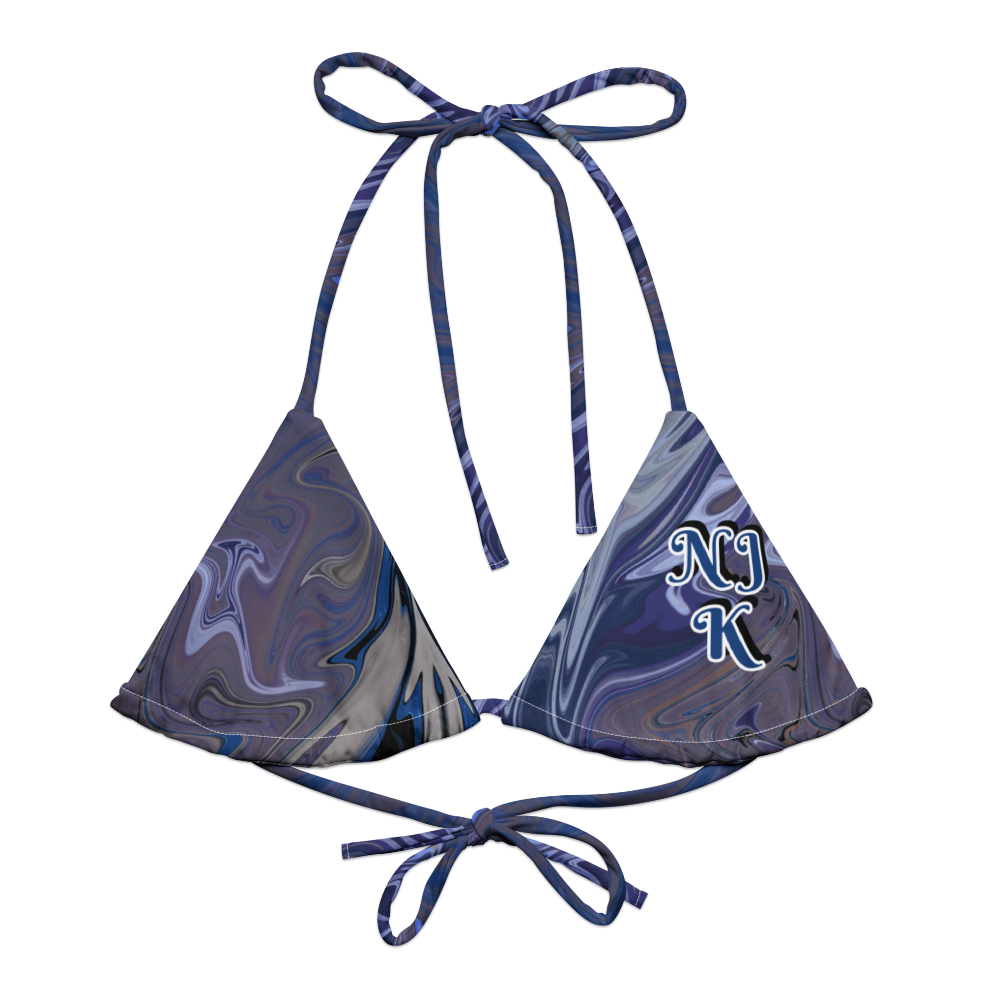 Berry Blues All-Over Print Recycled String Bikini Top
