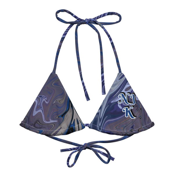 Berry Blues All-Over Print Recycled String Bikini Top