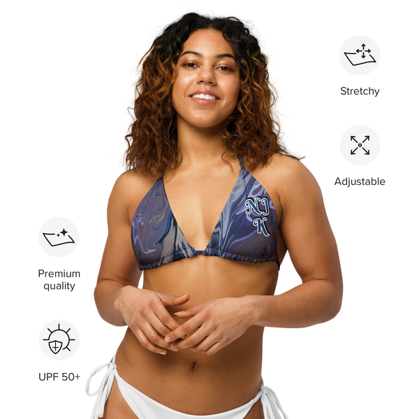 Berry Blues All-Over Print Recycled String Bikini Top