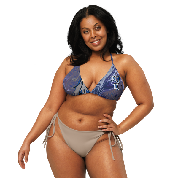 Berry Blues All-Over Print Recycled String Bikini Top