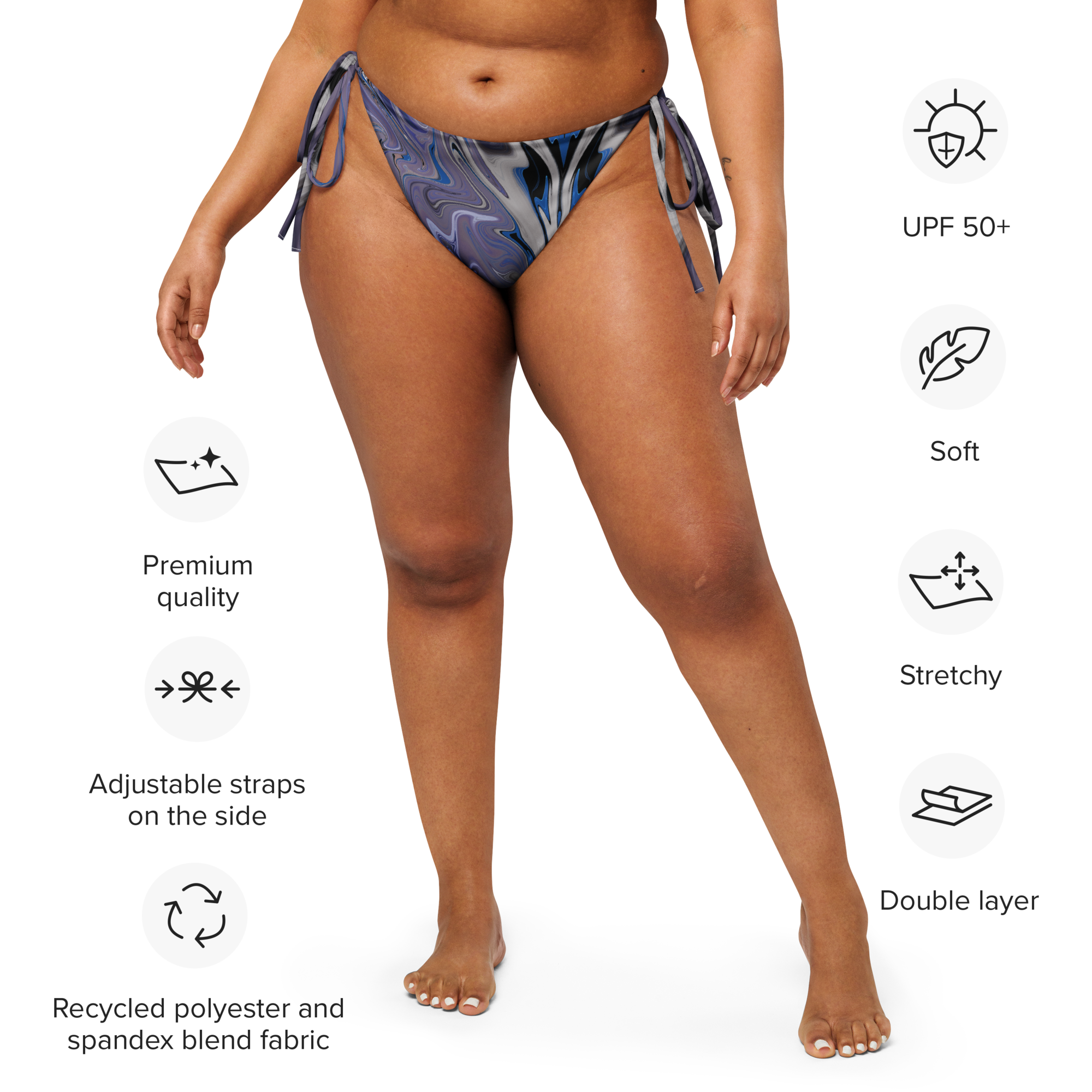 Berry Blues All-Over Print Recycled String Bikini Bottom