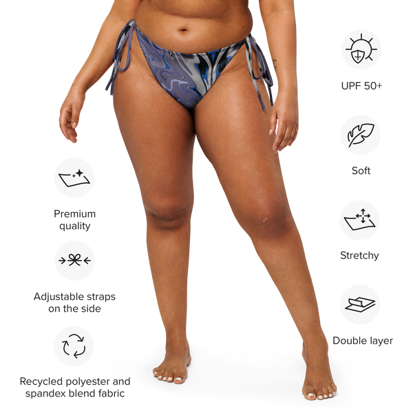 Berry Blues All-Over Print Recycled String Bikini Bottom