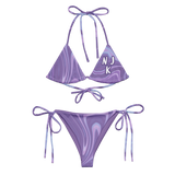Blue Booberry All-Over Print Recycled String Bikini