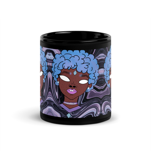 Blue Booberry Black Glossy Mug