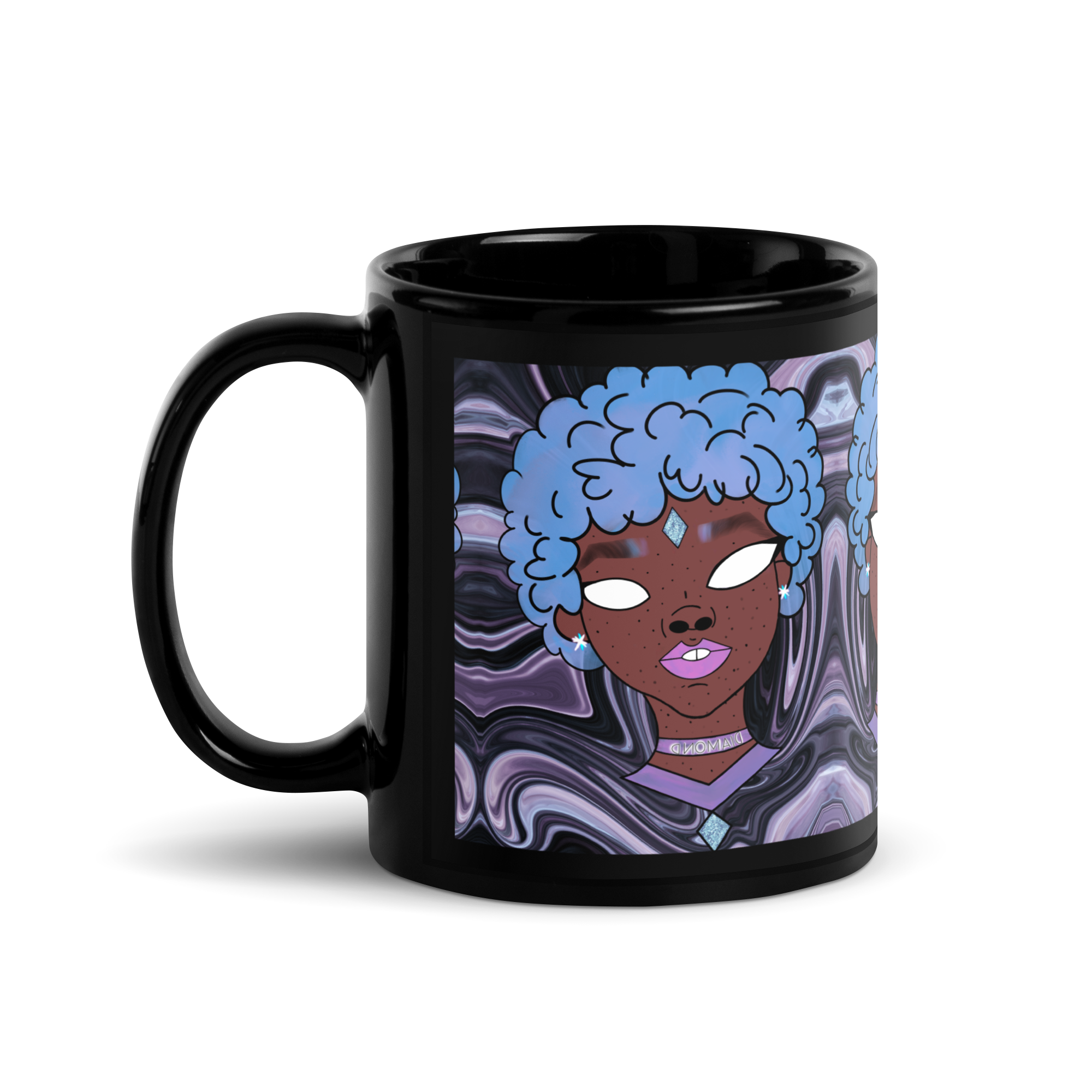 Blue Booberry Black Glossy Mug