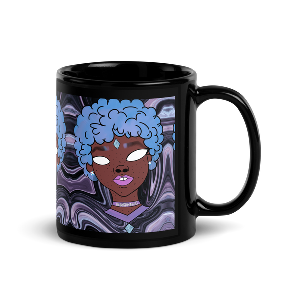 Blue Booberry Black Glossy Mug