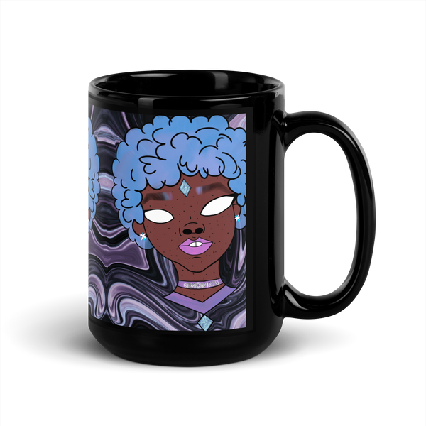 Blue Booberry Black Glossy Mug