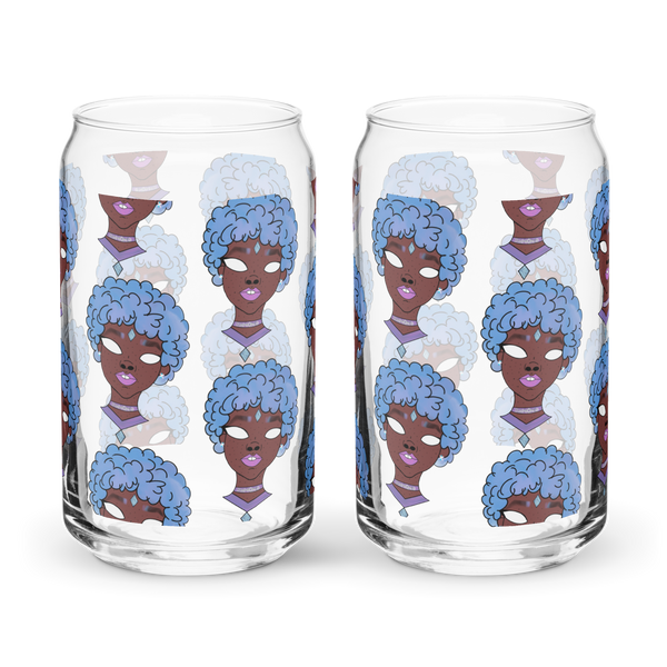 Blue Booberry Can-Shape Glass