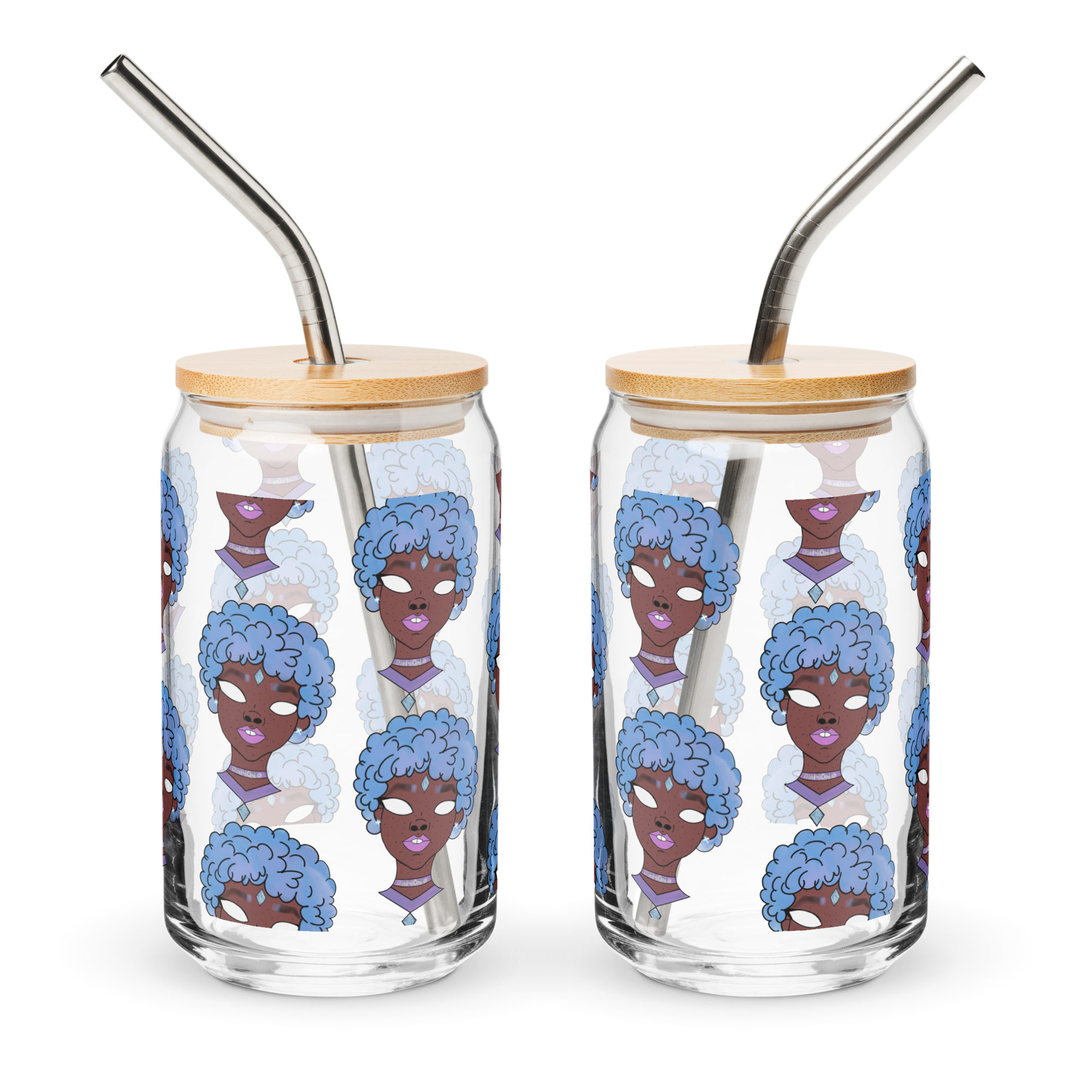 Blue Booberry Can-Shape Glass