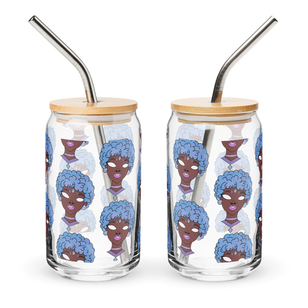 Blue Booberry Can-Shape Glass