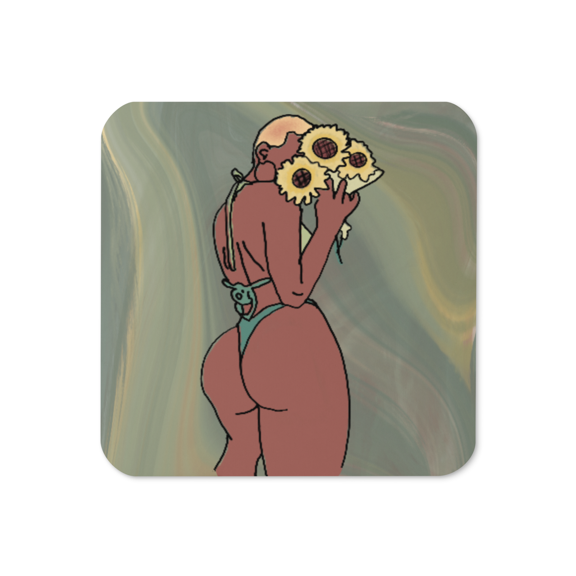 Big Booty Belle Bald Cork-Back Coaster