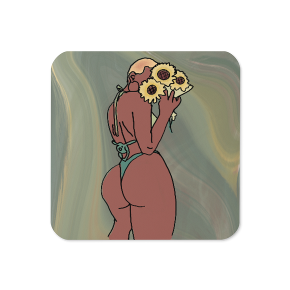 Big Booty Belle Bald Cork-Back Coaster