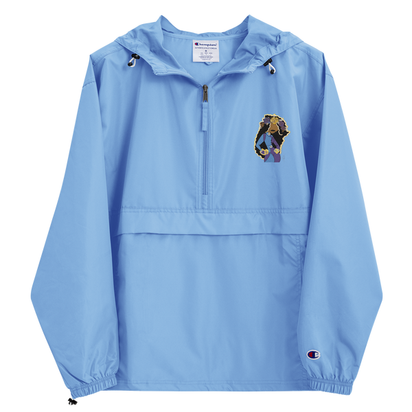She Goes Embroidered Champion Packable Jacket