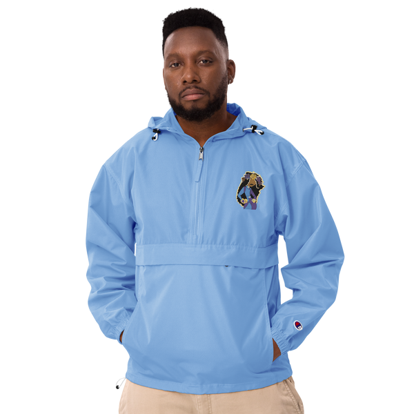 She Goes Embroidered Champion Packable Jacket