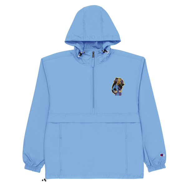 She Goes Embroidered Champion Packable Jacket