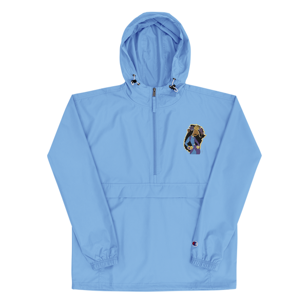 She Goes Embroidered Champion Packable Jacket