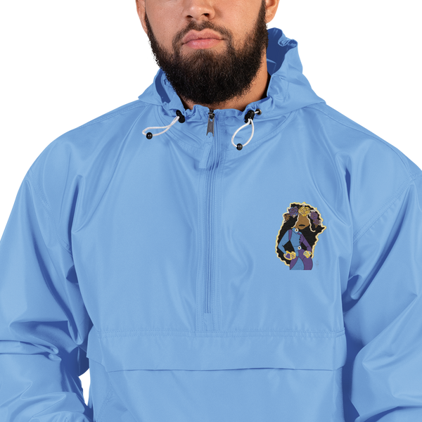 She Goes Embroidered Champion Packable Jacket