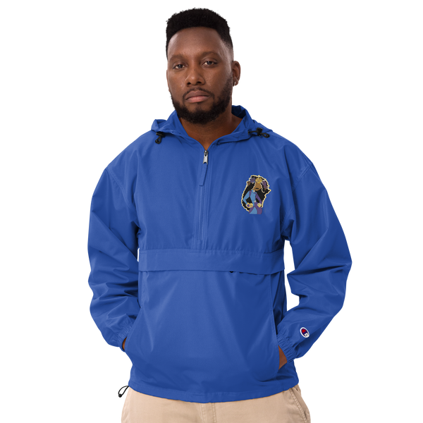 She Goes Embroidered Champion Packable Jacket
