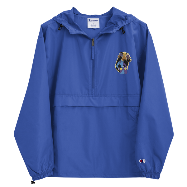 She Goes Embroidered Champion Packable Jacket