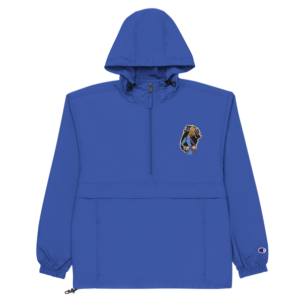 She Goes Embroidered Champion Packable Jacket
