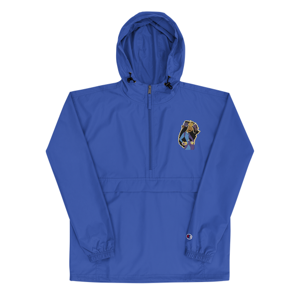 She Goes Embroidered Champion Packable Jacket