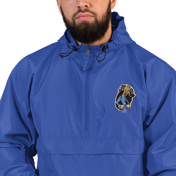 She Goes Embroidered Champion Packable Jacket
