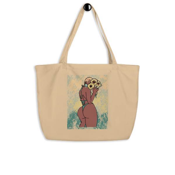 Big Booty Belle Bald Large Organic Tote Bag