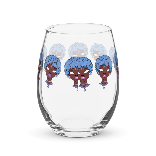 Blue Booberry Stemless Wine Glass