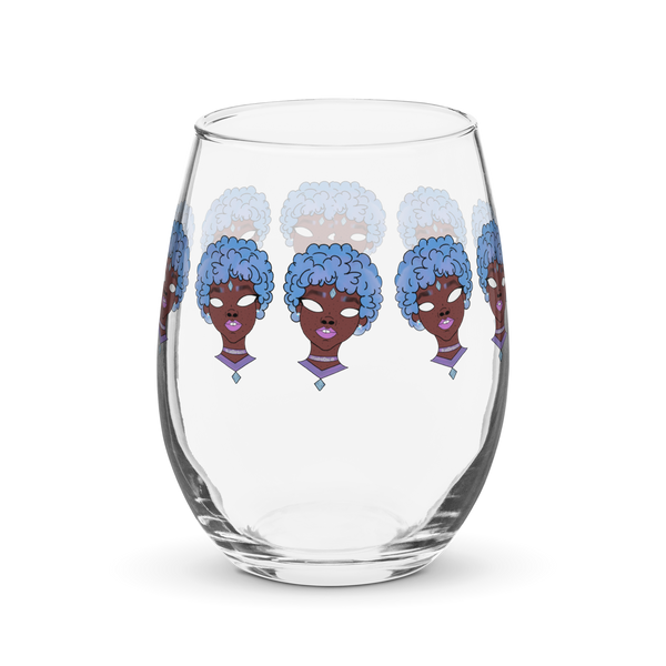 Blue Booberry Stemless Wine Glass