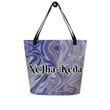 Berry Blues All-Over Print Large Tote Bag