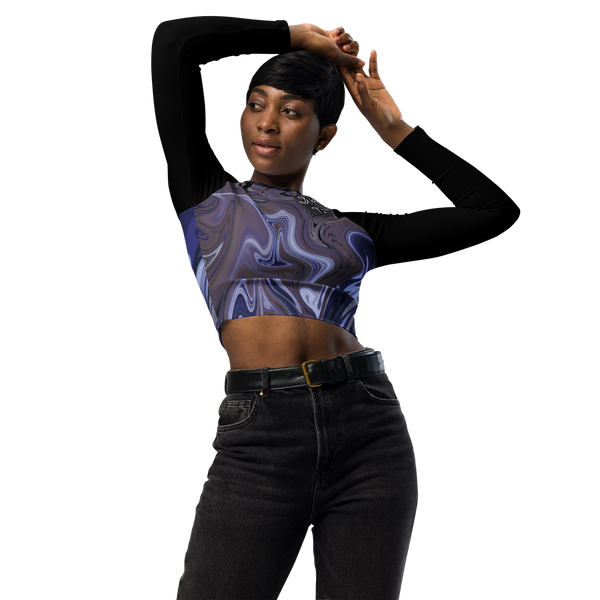 Berry Blues Recycled Long-Sleeve Crop Top