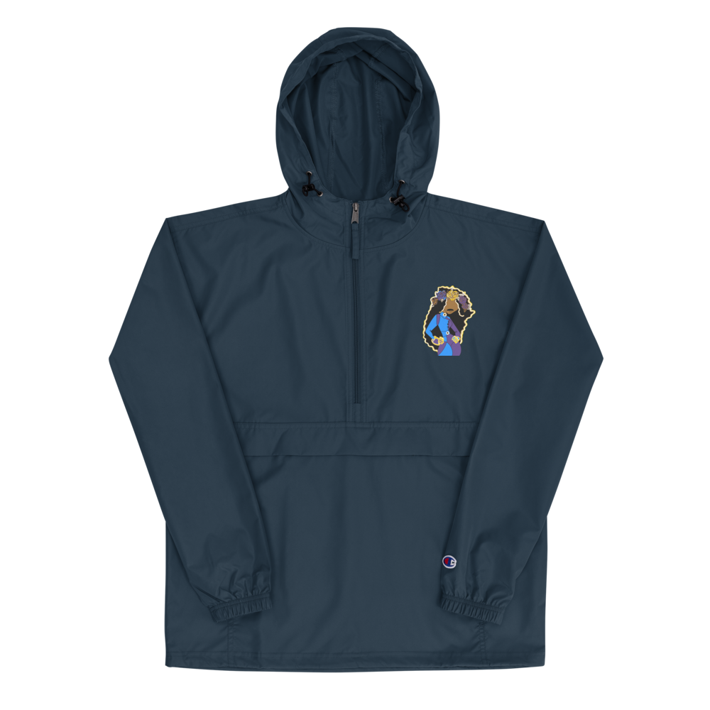 She Goes Embroidered Champion Packable Jacket