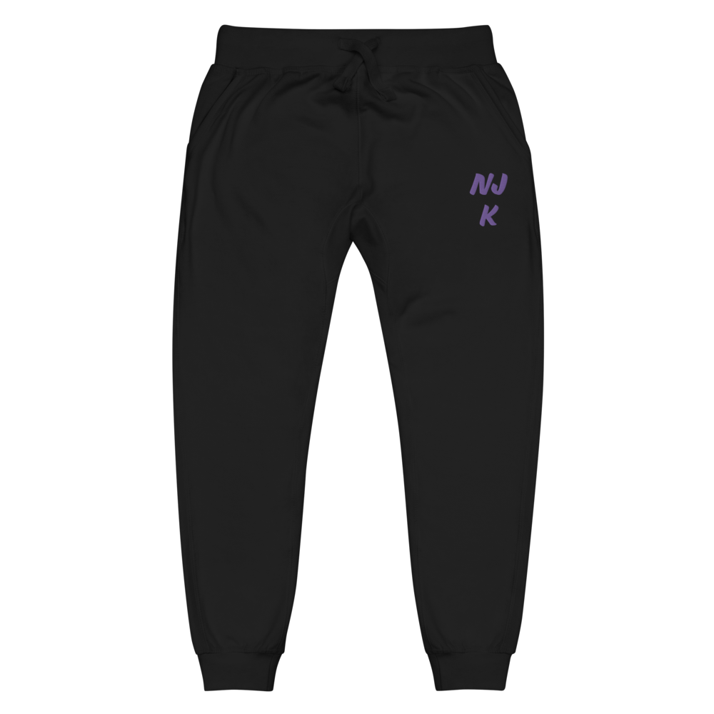 Purple NJK Unisex Embroidered Fleece Sweatpants