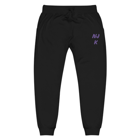 Purple NJK Unisex Embroidered Fleece Sweatpants