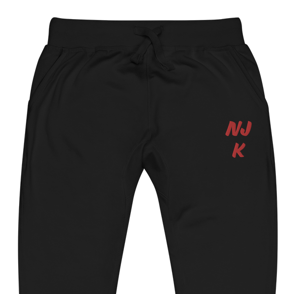 Red NJK Unisex Embroidered Fleece Sweatpants