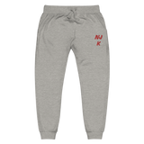 Red NJK Unisex Embroidered Fleece Sweatpants