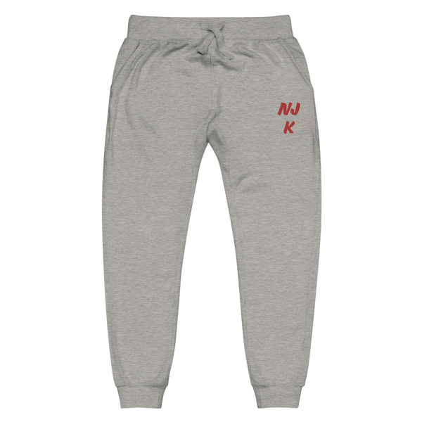 Red NJK Unisex Embroidered Fleece Sweatpants