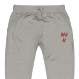 Red NJK Unisex Embroidered Fleece Sweatpants