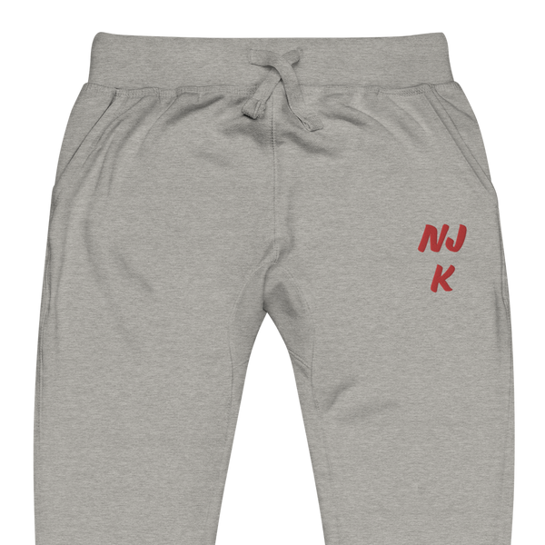 Red NJK Unisex Embroidered Fleece Sweatpants