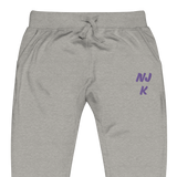 Purple NJK Unisex Embroidered Fleece Sweatpants