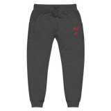 Red NJK Unisex Embroidered Fleece Sweatpants