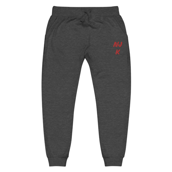 Red NJK Unisex Embroidered Fleece Sweatpants