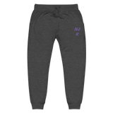 Purple NJK Unisex Embroidered Fleece Sweatpants