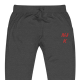 Red NJK Unisex Embroidered Fleece Sweatpants