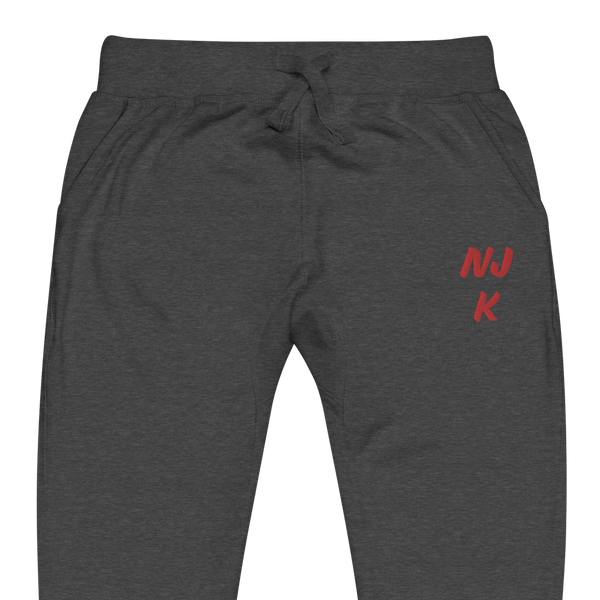 Red NJK Unisex Embroidered Fleece Sweatpants