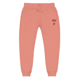 Red NJK Unisex Embroidered Fleece Sweatpants