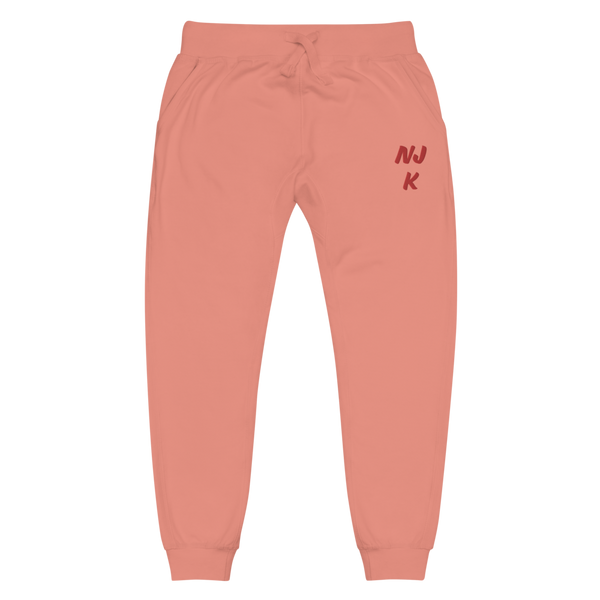 Red NJK Unisex Embroidered Fleece Sweatpants