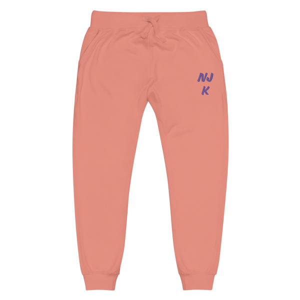 Purple NJK Unisex Embroidered Fleece Sweatpants