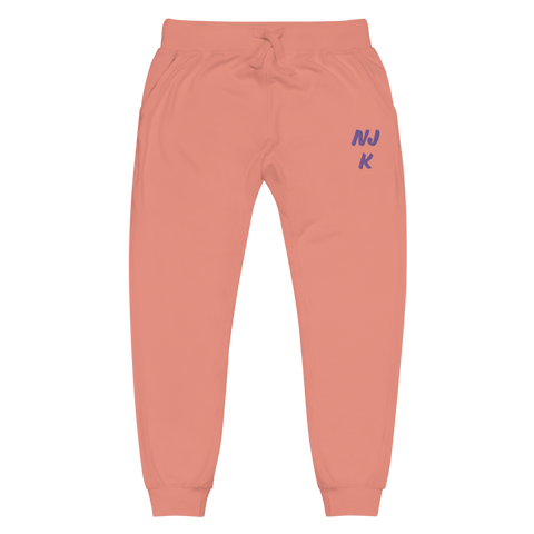 Purple NJK Unisex Embroidered Fleece Sweatpants