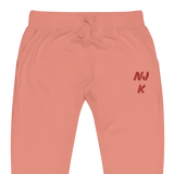 Red NJK Unisex Embroidered Fleece Sweatpants